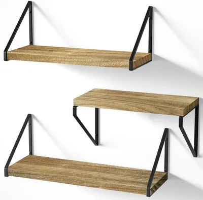 Produktbild von Wandregale 3 Stück, Holz und Metall, 10 kg Tragkraft, für Wohnzimmer
