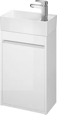 Produktbild von BADLAND Badmöbel Set Badezimmerschrank mit Türen & Keramikwaschbecken CREA 40 Weiß