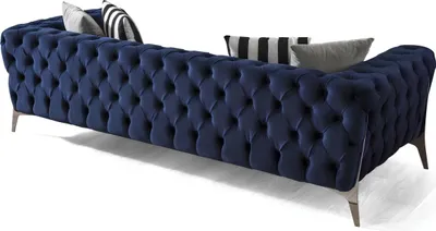 Produktbild von Chesterfield Sofa 3 Sitzer Blau Samt Möbel für Wohnzimmer Sofas