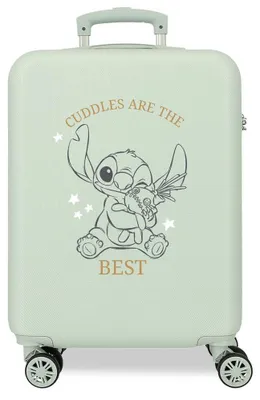 Obrázek produktu pro Dětský kufr Disney Stitch, modrý, rozměry 50x38x20 cm, vyrobený z odolného ABS plastu. (Motiv: Stitch, "špatný" výraz)