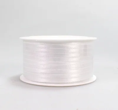 Produktbild von 50m Satinband 3mm Dekoband Schleifenband Satin Antennenband Auto Hochzeit, Farbe:weiß