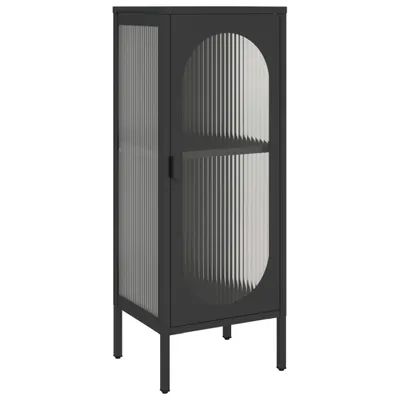 Immagine prodotto di Credenza Nera 40x35x105 cm Vetro e Acciaio