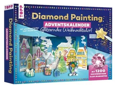 Produktbild von Famanu Bastel-Adventskalender mit Glitzernden Diamanten - Kreatives Weihnachtsdorf