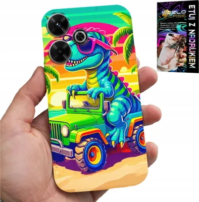 Image de Étui pour Xiaomi Redmi 13 4G - Dinosaure dans un camion : motifs pour enfants