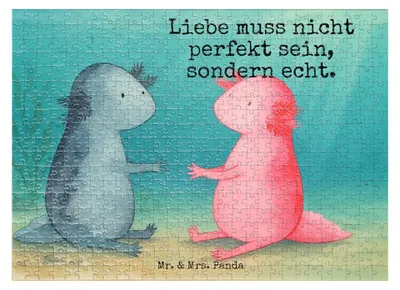 Produktbild von Mr. & Mrs. Panda Puzzle Axolotl Liebe Design 551 Teile - Weiß - Geschenk, Schwanzlurch, 300, Puzzlespiel, 500, Valentinstag, 1000, 2000