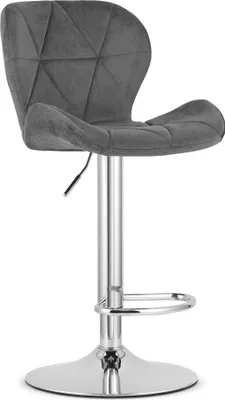 Image de Tabouret De Bar - Leobert - West - Velours Gris/Base Chromée - 46 X 48,5 X 90-111 Cm