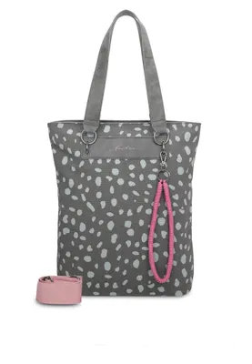 Produktbild von Fritzi aus Preußen Schultertasche Canvas Wudy01, 33cm x 12cm x 42cm, Spotty Lime (grau, hellblau, rosa), mit Schlüsselanhänger, mehreren Fächern und verstärktem Boden