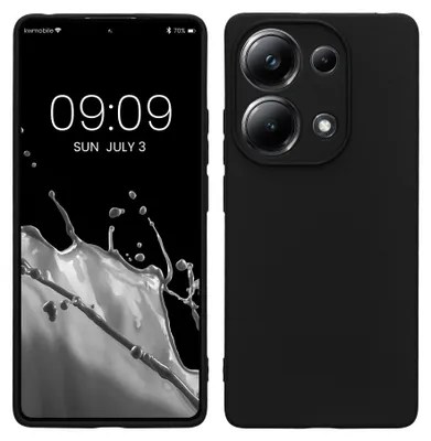 Zdjęcie produktu dla Etui kwmobile na telefon Xiaomi Poco M6 Pro (4G) – miękkie silikonowe etui – etui ochronne – czarne
