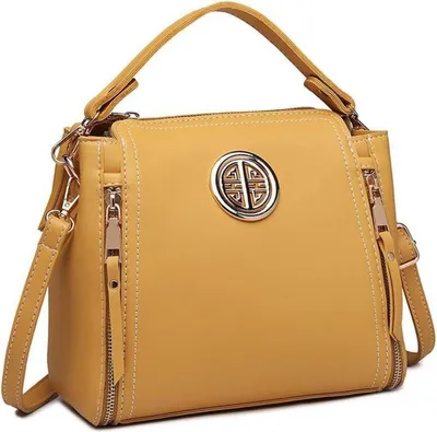 Produktbild von Damen Handtasche Schultertasche Henkeltasche Kunstleder Elegant Gelb 23x11x22cm