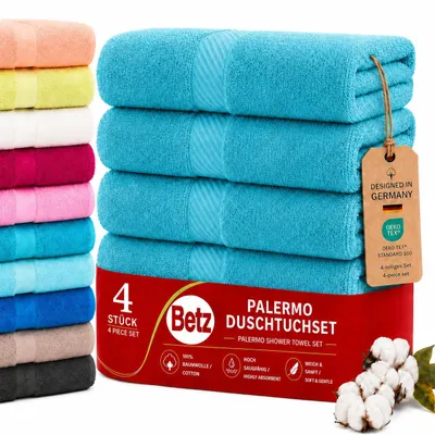 Produktbild von Betz 4 Stück Duschtücher 70x140 cm PALERMO 100% Baumwolle  Farbe: petrol