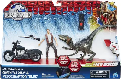 Obrázek produktu pro Hasbro - Jurský svět Dino hybrid Owen, Alpha a Velociraptor + motorka.