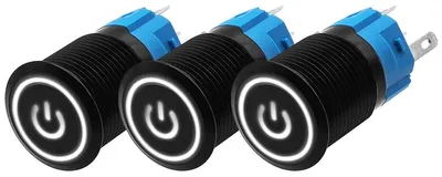 Produktbild von ProRide Drucktaster ON/OFF 220 V, 16 mm, wasserdicht, 3 Stück