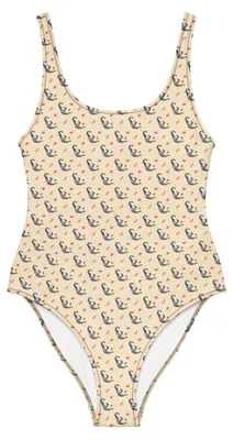Produktbild von Mr. & Mrs. Panda Badeanzug Pinguin Lachen Größe XXL - Natural Raw - Geschenk, Fröhlich, Damen-Badeanzug, Shape-Badeanzug, Lol, Bademode, Beachwear, Haha, Pinguine, Humor