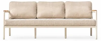 Image de Canapé moderne 3 places, couleur beige crème, revêtement rembourré, design pour salon