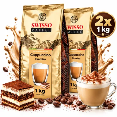 Productafbeelding van SWISSO KAFFEE Cappuccino Tiramisu 2 kg (2x1 kg) Instant Koffiedrank Cappuccinopoeder