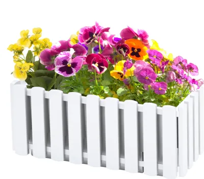 Produktbild von Balkon Box Flowerpot Planter Box Plot White W 38cm 6 L Balcony Pot Garden Flower Box Plot Imitace zábradlí Optika Plastové
