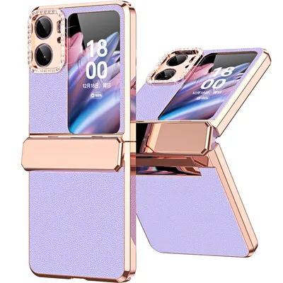Obrázek produktu pro Pouzdro pro Oppo Find N2 Flip lesklé a diamantovým galvanizované kryt s ochranou pantu Fialová