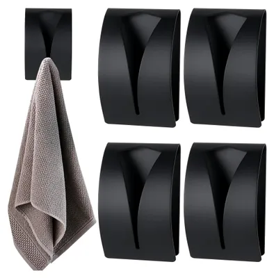 Produktbild von 4 Stück Selbstklebende Handtuchklemmen, Handtuchhaken Geschirrtuchhalter ohne Bohren, Wandhaken aus Edelstahl für Küche, Badezimmer und Toilette