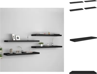 Produktbild von vidaXL Schweberegale 4 Stk. Schwarz 90x23,5x3,8 cm MDF -  Wandregale