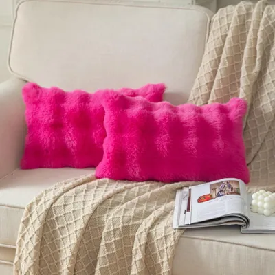 Obrázek produktu pro Omgoods – Sada 2 povlaků na polštáře, barva: sytá růžová, rozměry: 30 x 50 cm