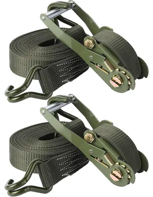 Productafbeelding van 2 spanbanden met ratelmechanisme, 3000 kg draagvermogen, 6 meter lang, 50 mm breed, groen