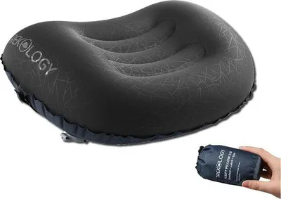 Image de Oreiller de voyage gonflable compact, ergonomique, noir, aluminium