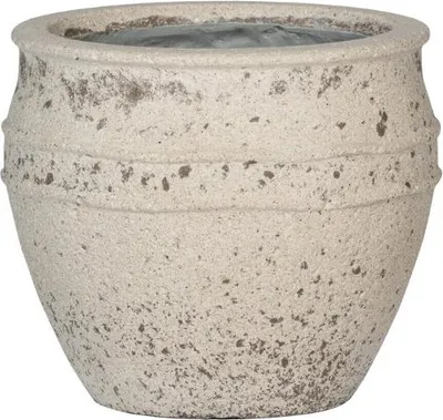 Image de Pot de fleurs Athena M Chalk White – D41xH33cm – Pot de fleurs moderne à l'aspect craie élégant – Pot de fleurs haut de gamme, résistant aux intempéries, en plastique robuste – Pour l'intérieur et l'extérieur