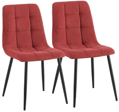 Produktbild von CLP 2er Set Esszimmerstühle Antibes Cordbezug gepolstert Rückenlehne bis 150 kg bordeauxrot