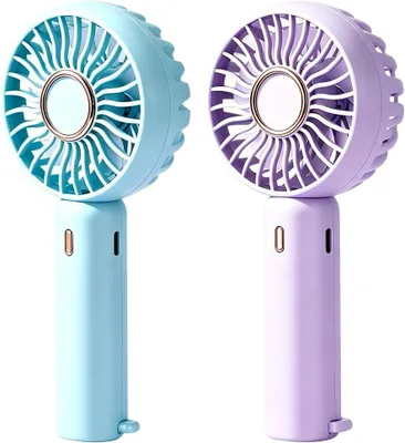 Produktbild von Tragbarer Ventilator, wiederaufladbarer Mini-USB-Hand- und Tischventilator, Taschenventilator mit 3 Geschwindigkeitsstufen für Büro, Reisen, Strand, Camping (Blau, Lila)