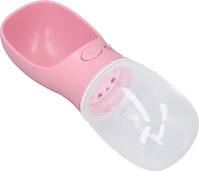 Produktbild von 350 ml Haustier-Wasserflasche aus Kunststoff, tragbarer Welpenspender für Hunde, Katzen, Reisen, Outdoor, Rosa