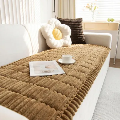 Productafbeelding van Corduroy sofaovertrek, bruin, 90x210 cm, 1 stuk, antislip, dik