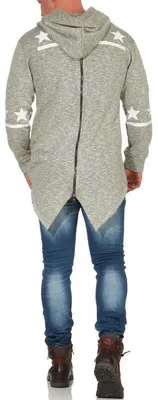 Produktbild von Herren Hoodie Sweatjacke Kapuzenpullover Sweatshirt; Grau XL