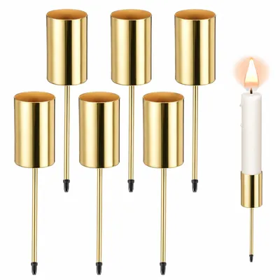 Kerzenhalter für Adventskranz, gold, 2,5 cm, 6 Stück