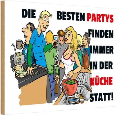 Produktbild von vianmo Holzschild 20x30 cm Besten Parties in der Küche Kochen