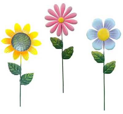 Produktbild von Garten Deko Metall Blumenstecker 3 Stück, Sonnenblume Gartenstecker für Außenbereich, dekorativ für Rasen, Garten & Terrasse