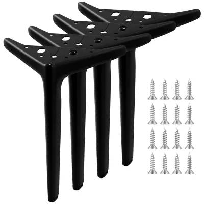 Image de Elzusha - Ensemble de 4 pieds de meubles en métal - Noir - 25 cm - Triangulaires - Qualité supérieure