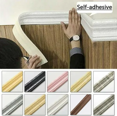 Produktbild von 10tlg 230cm Selbstklebend Wand Sockelleiste Bordüre Weiß 3D Blumen Ecke Tapete Aufkleber DIY Decke