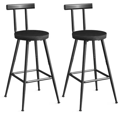 Produktbild von Set aus 2 Barhockern mit Rückenlehne - Verstellbare Küchenstühle in Schwarz
