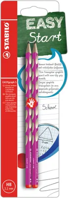 Produktbild von Schmaler Dreikant-Bleistift für Rechtshänder - STABILO EASYgraph S in pink - 2er Pack - Härtegrad HB
