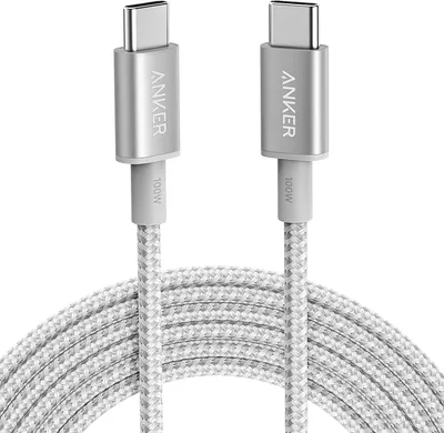 Immagine prodotto di Nuovo cavo USB-C a USB-C da 100 W in nylon (3 m) argento