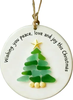 Produktbild von Weihnachtsbaumschmuck aus Treibglas, Küstenweihnachtsbaumanhänger, handgefertigte Treibglaskunst, Weihnachtsdekoration für Ihr Zuhause