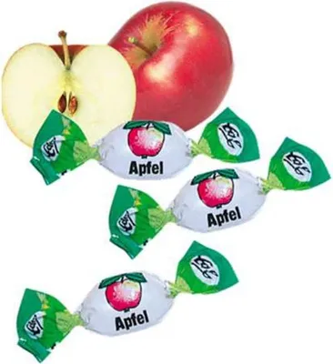 Produktbild Edel Apfel Bonbons mit flüssiger Apfelfüllung und gewickelt 100g