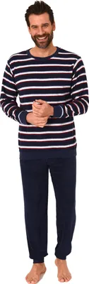 Obrázek produktu pro Elegantní pánské ručníkové pyžamo s manžetami - pruhovaný vzhled - 291 101 13 787 ; navy , 52