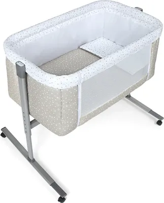 Produktbild von Interbaby - Co-sleeping wiege Aluminium Near - 55X90X85 mit Bekleidung und Bettwäsche - Mod. Universo - Beige