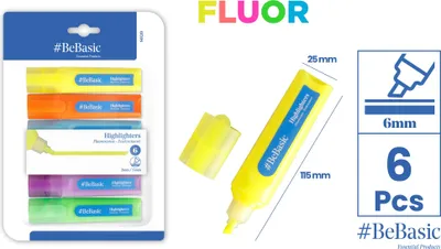 Immagine prodotto di Evidenziatori fluorescenti, assortimento di colori, 6 pezzi
