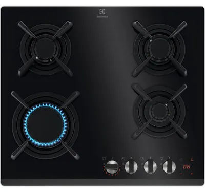 Image de Table de cuisson Electrolux, gaz, 4 brûleurs, 60 cm de large, noir