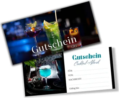 Produktbild von itenga Geschenkgutschein Fotodesign - Motiv COCKTAIL Postkarte zum Ausfüllen  21,0 x 9,8 cm