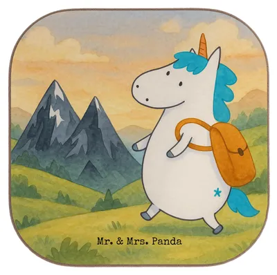 Produktbild von Mr. & Mrs. Panda Tassenuntersetzer Einhorn Bergsteiger Design - Weiß - Geschenk, Reisen, Tischuntersetzer, Abenteuer, Berge, Unicorn, Coaster, Urlaub, gläseruntersetzer