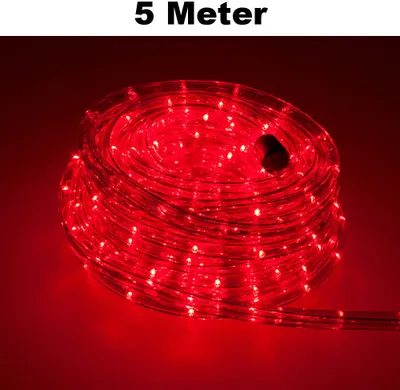 Produktbild von Trade-Shop LED Lichtschlauch Komplett Set mit Zubehör Lichterkette Beleuchtung Rot 5 Meter F3 LED für Drinnen/Draußen Weihnachten Beleuchtung Dekoration Lichterschlauch