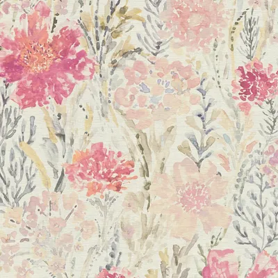 Immagine prodotto di Profhome 396952-GU Carta da parati floreale in tessuto non tessuto opaco bianco rosa verde grigio 5,33 m2